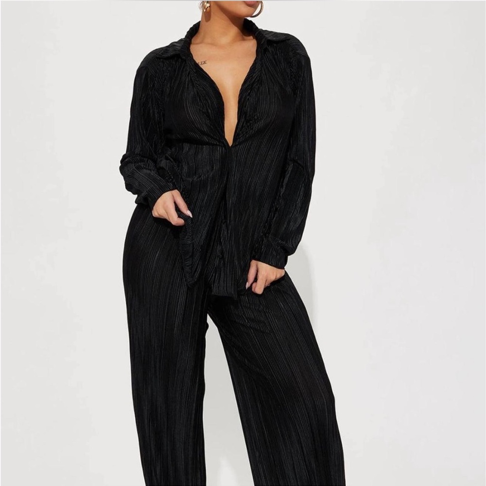 Black Pleated Pant Set